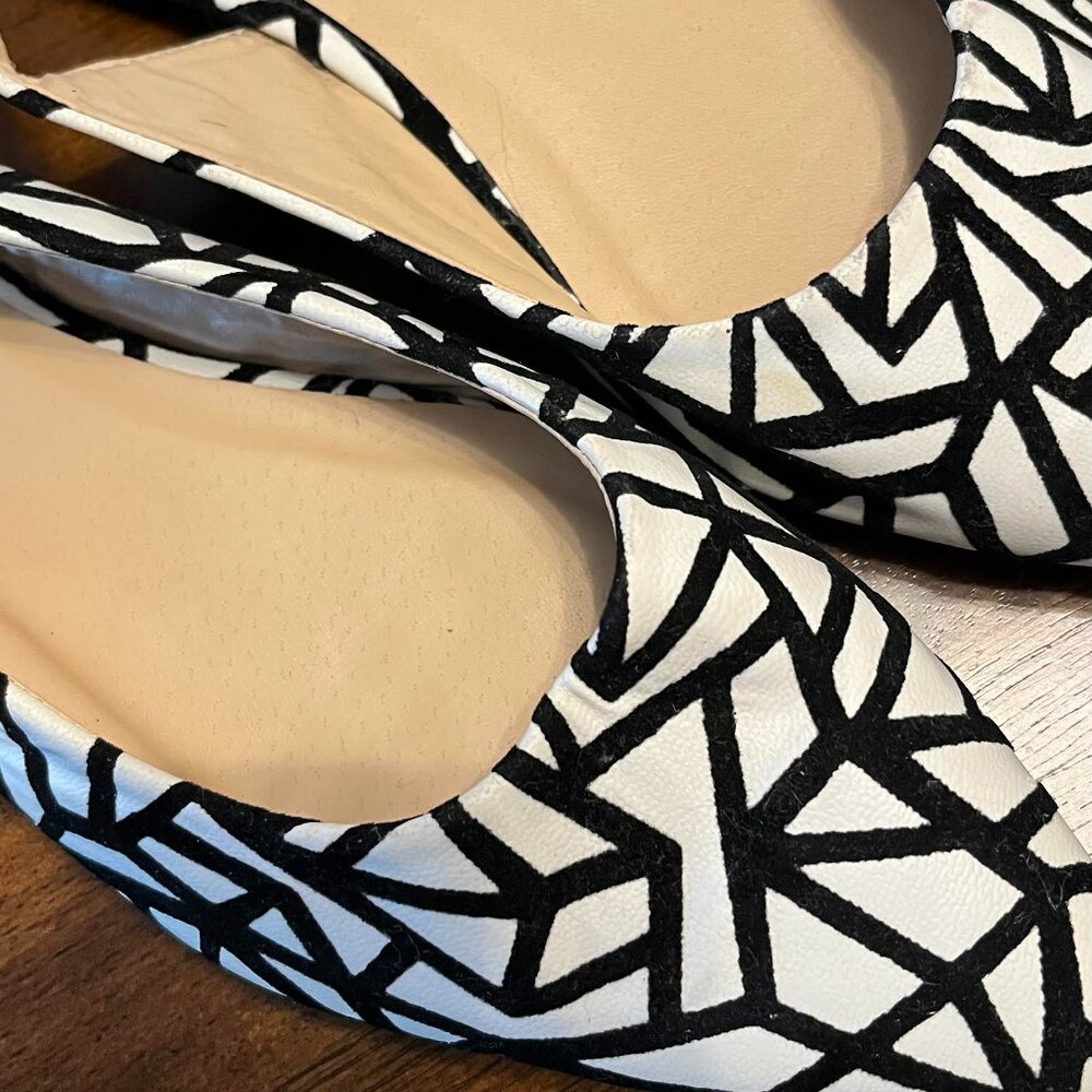 Just Fab Women's Black & White Slingback Flats Shoe Size 9